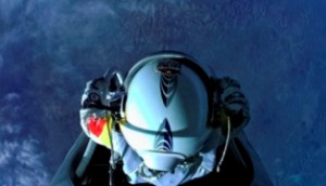 Pilot Felix Baumgartner of Austria prepares to jump from the altitude of 29455 meters during the second manned test flight for the Red Bull Stratos mission in Roswell, New Mexico, USA on July 25, 2012